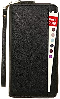 Travel Document Organizer - RFID Passport Wallet Case Family Holder Id Wristlet (Black)