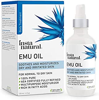 Emu Oil - AEA Certified Pure Moisturizer for Strengthened Hair, Stretch Marks, Scars, Joint & Muscle Pain - For Body, Skin, Eyes, Face & Nails - Essential Beauty Product - InstaNatural - 4 oz