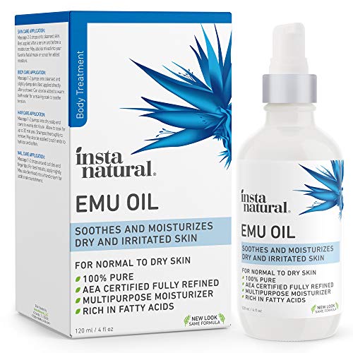 Emu Oil - AEA Certified Pure Moisturizer for Strengthened Hair, Stretch Marks, Scars, Joint & Muscle Pain - For Body, Skin, Eyes, Face & Nails - Essential Beauty Product - InstaNatural - 4 oz