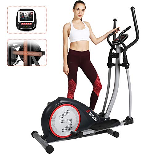 SNODE Magnetic Elliptical Trainer Exercise Machine Heavy Duty Cross Crank Driven and Programmable Monitor for Home Fitness Cardio Training Workout