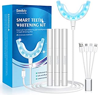 Teeth Whitening Kit with LED Light,Professional Dental Whitening Set with 3 Teeth Whitening Gel Syringes,Effective, Natural,Painless, No Sensitivity,Whiten Teeth in 10 Minutes