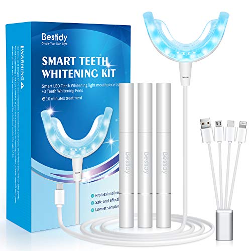 Teeth Whitening Kit with LED Light,Professional Dental Whitening Set with 3 Teeth Whitening Gel Syringes,Effective, Natural,Painless, No Sensitivity,Whiten Teeth in 10 Minutes