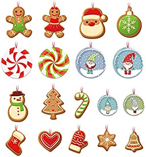 GEGEWOO Christmas Tree Ornaments Kit Candy Snowman Santa Gingerbread Paper Hanging Tree Ornaments for Holiday Stocking Stuffers Fireplace Gift Decor Xmas Tree Decor for Family and Winter Party