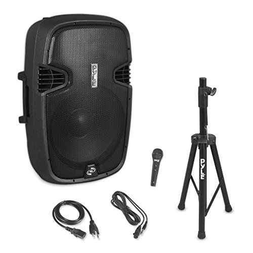 Wireless Portable PA Speaker System - 1500W High Powered Bluetooth Compatible Active Outdoor Sound Speakers w/USB SD MP3 RCA - 35mm Mount, Stand, Microphone, Power Cable - Pyle PPHP155ST