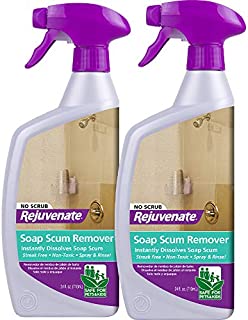 Rejuvenate Scrub Free Soap Scum Remover Shower Glass Door Cleaner Works on Ceramic Tile, Chrome, Plastic and More (2 Bottles x 24oz)