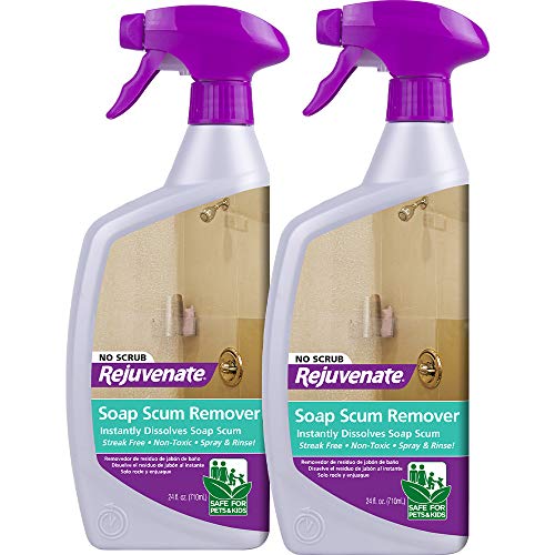 Rejuvenate Scrub Free Soap Scum Remover Shower Glass Door Cleaner Works on Ceramic Tile, Chrome, Plastic and More (2 Bottles x 24oz)