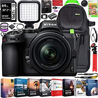 Nikon Z5 Mirrorless Full Frame Camera Body with 24-50mm f/4-6.3 Lens Kit FX-Format 4K UHD Bundle with Deco Gear Photography Backpack + Photo Video LED Lighting + 64GB Card + Software and Accessories