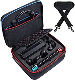 Kootek Large Shockproof Carrying Storage Case for Nintendo Switch, Hard Shell Travel Cases with 21 Games & Shoulder Strap for Switch Console, Pro Controller, Accessories Switch Dock, AC Adapter Cable