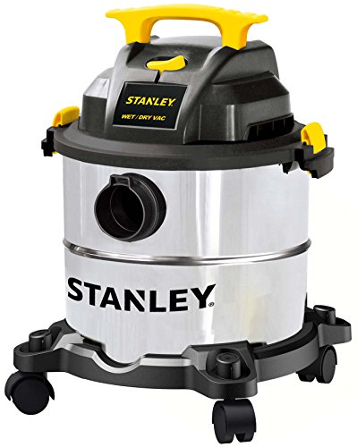 Stanley 5 Gallon Wet Dry Vacuum, 4 Peak HP Stainless Steel 3 in 1 Shop Vac Blower with Powerful Suction, Multifunctional Shop Vacuum W/ 4 Horsepower Motor for Job Site,Garage,Basement,Van,Workshop