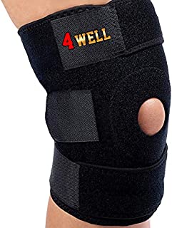 4well Knee Patella Support Brace for Men Women - Best Open Patella Knee Stabilizer for Walking Injury Recovery Running Sport ACL | Non Slip Comfortable Adjustable Knee Brace Neoprene