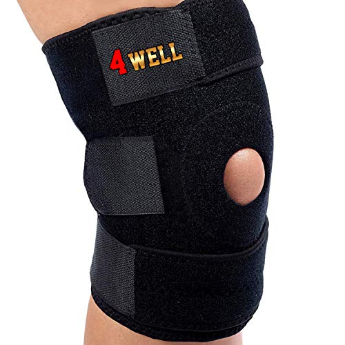 4well Knee Patella Support Brace for Men Women - Best Open Patella Knee Stabilizer for Walking Injury Recovery Running Sport ACL | Non Slip Comfortable Adjustable Knee Brace Neoprene