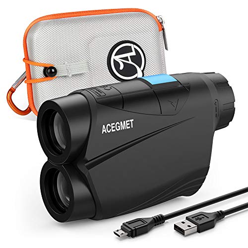 ACEGMET Golf Rangefinder, 650 Yards Range Finder for Golfers, Golf Rangefinder with Slope, Flag Lock and Pulse Vibration, Continuous Scan Golf Laser Rangefinder, 6X Magnification, Li-ion Battery