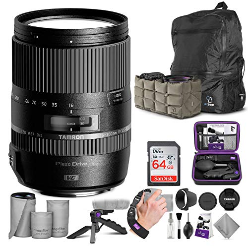 Tamron 16-300mm f/3.5-6.3 Di II VC PZD Macro Lens for Canon DSLR Cameras with Altura Photo Advanced Accessory and Travel Bundle