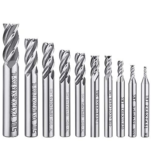 10 pcs 4-Flute End Mill Bits, AFUNTA 0.08