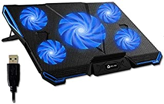 KLIM Cyclone Laptop Cooling Pad - 5 Fans Cooler - No More Overheating - Increase Your PC Performance and Life Expectancy - Ventilated Support for Laptop - Gaming Stand to Reduce Heating (Blue)