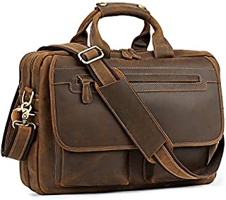 Kattee Men's Leather Durable Briefcase 15.6