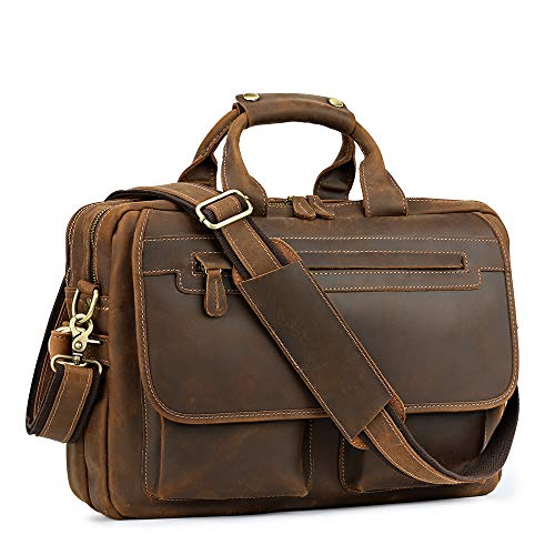 Kattee Men's Leather Durable Briefcase 15.6