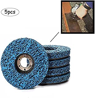 Ximimark 5 Pcs Poly Strip Disc Wheel Paint Rust Removal Clean for Angle Grinder 100X16mm,Arbor Size,5/8 inch, 16 mm,Blue