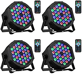 DJ Lights 36 LED RGB Uplighting 9 Modes Sound Activated Stage AOELLIT Par Lights with Remote Control Compatible with DMX, LED Up Lights for Wedding, Event, Party and Festival, 4 Pack