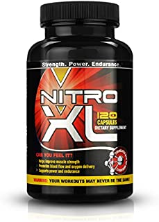 Nitro XL | Nitric Oxide Bodybuilding Supplement  with L-Arginine | Build Muscle Mass  Get Ripped  Boost Performance  Increase Endurance & Stamina  Intensify Your Workout | 120 caps