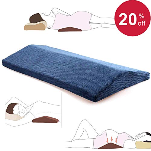 Lumbar Pillow for Sleeping Back Pain - Soft Memory Foam Sleeping Pillow for Lower Back Pain, Orthopedic Bed Cushion for Back & Side Sleepers, Lumbar Support Cushion for Leg, Knee & Hip Pain, Blue