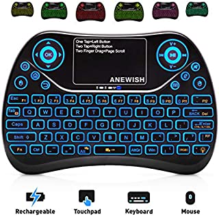 ANEWISH 2.4GHz RF Wireless Mini Keyboard with Touchpad Mouse Combo, Rechargable & Light & Handheld Smart Remote for Google Android TV Box,PS3,PC,PAD