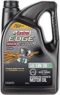 Castrol 03128C EDGE High Mileage 5W-30 Advanced Full Synthetic Motor Oil, 5 quart,Black