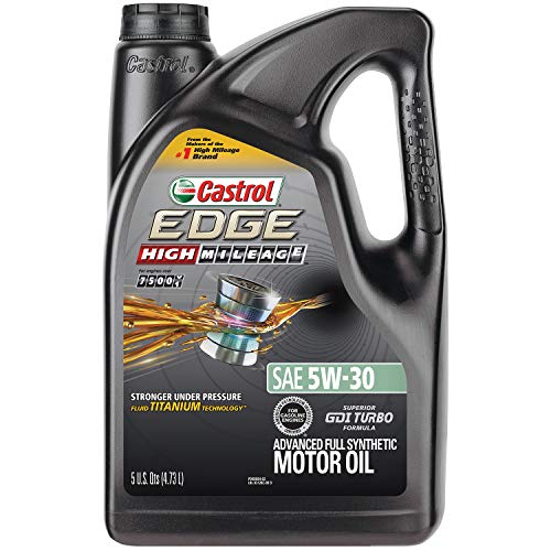 Castrol 03128C EDGE High Mileage 5W-30 Advanced Full Synthetic Motor Oil, 5 quart,Black