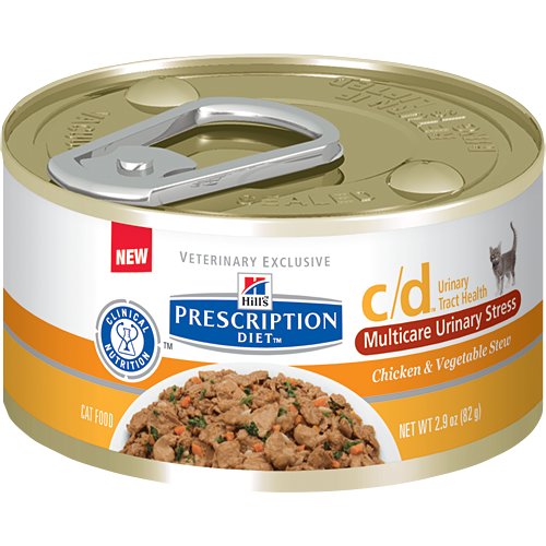 Hill's Pet Nutrition C/D Multicare Urinary Care Chicken & Vegetable Stew Canned Cat Food, 2.9 oz, 24 Pack Wet Food