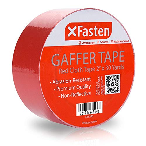 XFasten Professional Grade Gaffer Tape, 2 Inch x 30 Yards (Red), Colored Gaffer Floor Tape for Cables, Photography, Stage Arrangement, and Interior Design