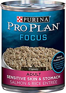 Purina Pro Plan Sensitive Stomach Pate Wet Dog Food, FOCUS Sensitive Skin & Stomach Salmon & Rice Entree - (12) 13 oz. Cans