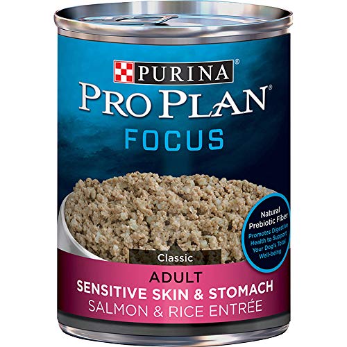 Purina Pro Plan Sensitive Stomach Pate Wet Dog Food, FOCUS Sensitive Skin & Stomach Salmon & Rice Entree - (12) 13 oz. Cans