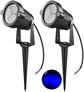 LEMONBEST 2pcs Bright Outdoor Landscape LED Lighting Decorative 12V DC Garden Path Tree Spot Lights, No Plug (Blue)