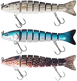 kilofly Pack of 3 Multi Jointed Topwater Swimbait Bass Fishing Lure