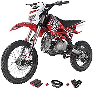 X-Pro 125cc Dirt Bike Pit Bike Adult Dirt Pitbike Gas Dirt Bikes with Headlight 125cc Gas Dirt Pit Bike with Gloves, Goggle and Handgrip (Red)