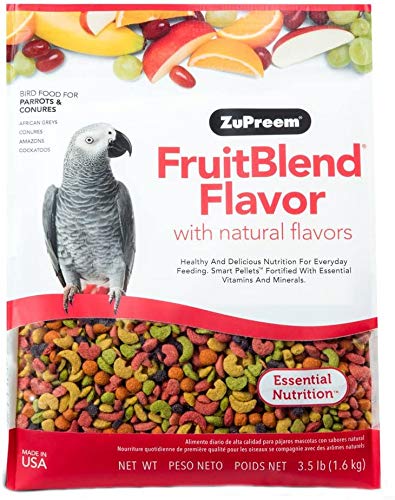 ZuPreem FruitBlend Flavor Pellets Bird Food for Parrots and Conures, 3.5 lb bag | Powerful Pellets Made in the USA, Naturally Flavored for Conures, Caiques, African Greys, Senegals, Amazons, Eclectus,
