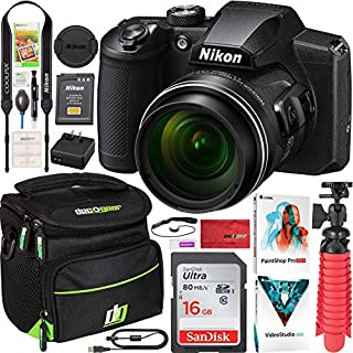 Nikon COOLPIX B600 16MP 60x Opt. Zoom Wi-Fi Digital Camera Black - (Renewed) Bundle with Deco Gear Camera Travel Bag (Small), 12 Rubberized Tripod/Grip Corel Paint Shop Pro 2019 Software and More