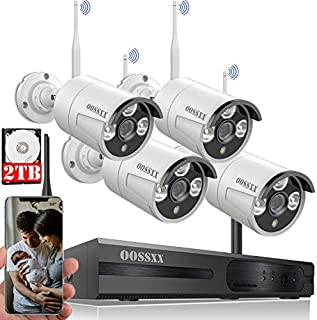 [60 Days Storage&Expandable 8CH]Wireless NVR Security Camera System Outdoor With 2TB Hard Drive ,Wireless CCTV Video Surveillance Wifi Camera Systems With DVR,4Pcs 1080P Wireless IP Cameras with Audio