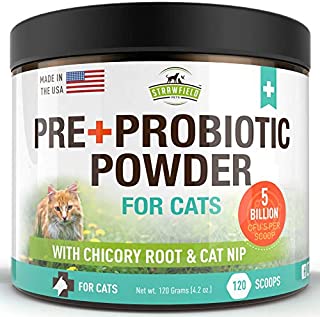 Probiotics for Cats, Prebiotic, Catnip - 120 Grams 5 Billion CFUs 20 Strains, USA - Natural Cat Probiotic Powder Supplements for Digestive Health, Immune Support Diarrhea Allergy Relief UTI Vomiting