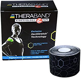 Biofreeze-12756 TheraBand Kinesiology Tape, Waterproof Physio Tape for Pain Relief, Muscle & Joint Support, Standard Roll with XactStretch Application Indicators, 2