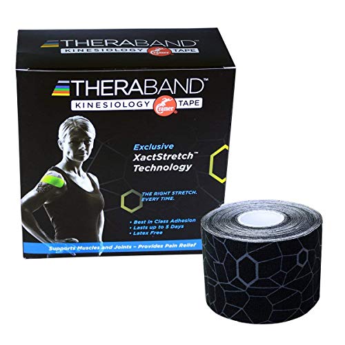 Biofreeze-12756 TheraBand Kinesiology Tape, Waterproof Physio Tape for Pain Relief, Muscle & Joint Support, Standard Roll with XactStretch Application Indicators, 2