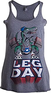 LEG DAY Funny Weight Lifter Barbell Training Squat Work Out Ladies' Racer Tank(Racerback,S),Sport Grey