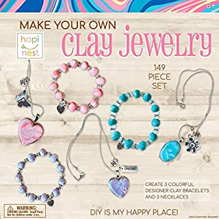 Hapinest Make Your Own Clay Jewelry Arts and Crafts Kit for Girls Gifts Ages 8 Years and Up - 3 Bracelets and 3 Necklaces