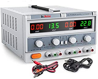 Dr.meter Triple Linear Variable DC Power Supply, Adjustable 30V/5A, Series and Parallel Mode(MAX 60V/10A) Input Voltage 104-127V, with Alligator Leads to Banana and AC Power Cable