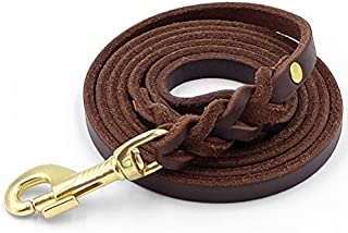 Fairwin Leather Dog Leash 6 Foot - Braided Heavy Duty Training Leash for Large Medium Small Dogs Running and Walking (S:Width:1/2