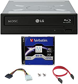 LG WH14NS40 16X Blu-ray BDXL DVD CD Internal Burner Drive Bundle with Free 25GB M-DISC BD + SATA Cable + Mounting Screws