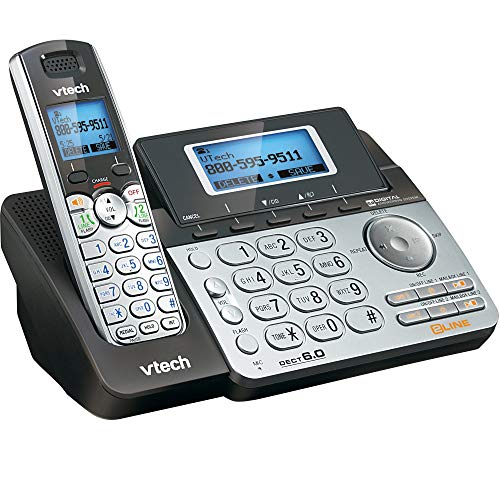 VTech DS6151 2-Line Cordless Phone System for Home or Small Business with Digital Answering System & Mailbox on each line, Black/silver (Renewed)