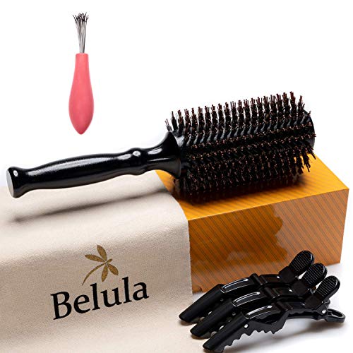 Boar Bristle Round Brush for Blow Drying Set. Round Hair Brush With Medium 2.4