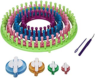 Readaeer Round Knitting Looms Set Craft Kit Tool with Hook Needle and Pompom Maker