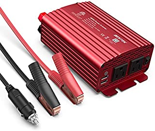 BESTEK 500W Power Inverter DC 12V to 110V AC Converter with Alligator Battery Clamp 4.8A Dual USB Car Charger ETL Listed